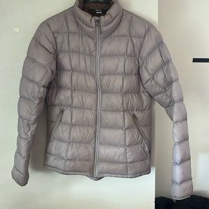 REI M puffer coat, light purple